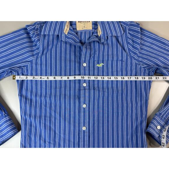 Hollister Men’s Surfer Cut Long Sleeve Striped Shirt S Button Front Y2K Beachy - Picture 6 of 10